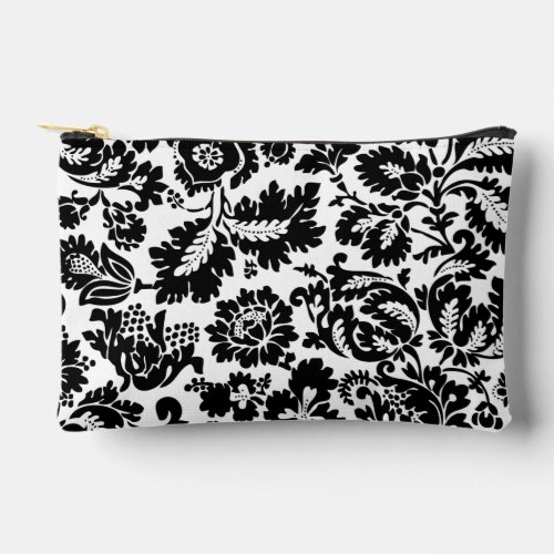 William Morris Black White Venetian Floral Pattern Accessory Pouch