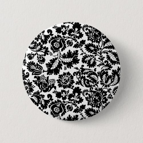 William Morris Black White Venetian Floral Pattern Button