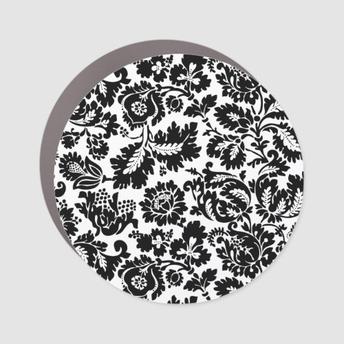 William Morris Black White Venetian Floral Pattern Car Magnet