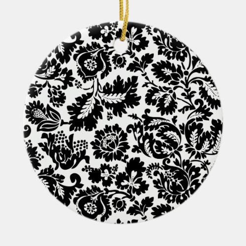 William Morris Black White Venetian Floral Pattern Ceramic Ornament