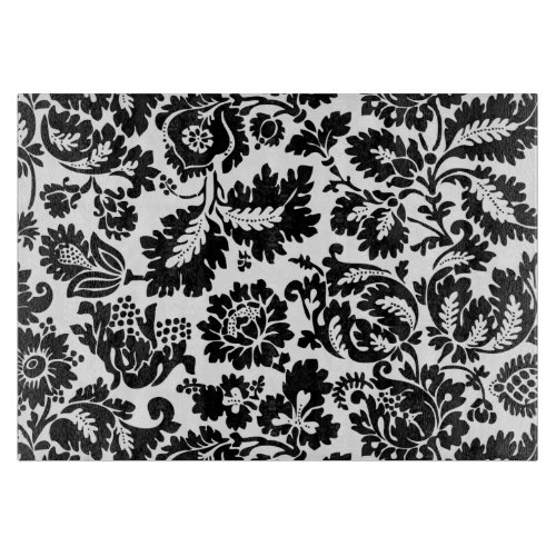William Morris Black White Venetian Floral Pattern Cutting Board