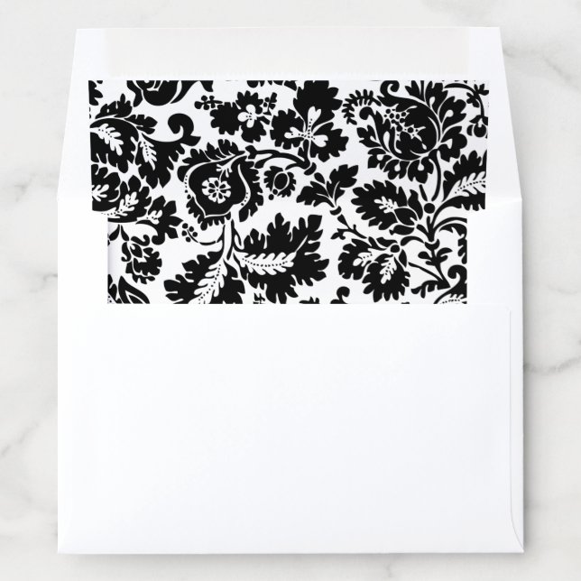 William Morris Black White Venetian Floral Pattern Envelope Liner (In Envelope)