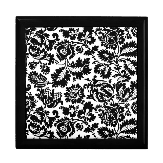 William Morris Black White Venetian Floral Pattern Keepsake Box (Front)