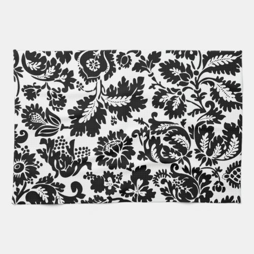 William Morris Black White Venetian Floral Pattern Kitchen Towel