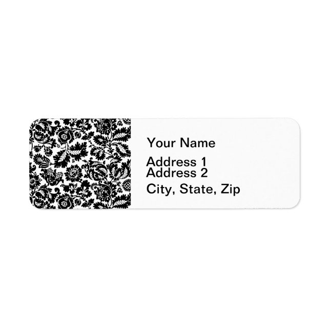 William Morris Black White Venetian Floral Pattern Label (Front)