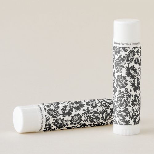 William Morris Black White Venetian Floral Pattern Lip Balm