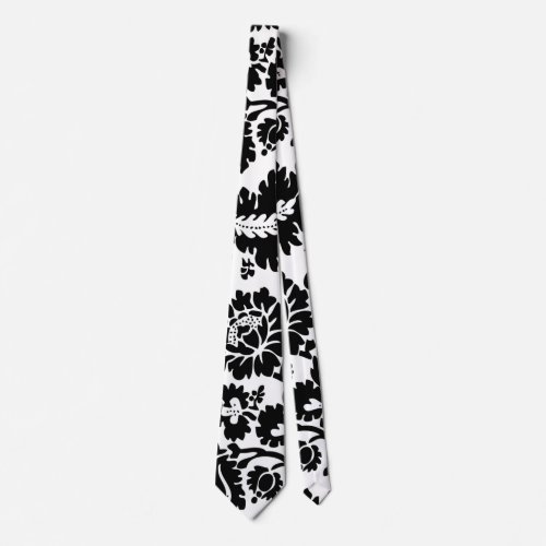 William Morris Black White Venetian Floral Pattern Neck Tie