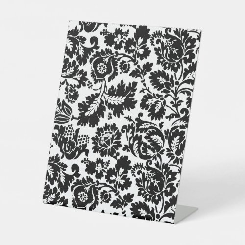 William Morris Black White Venetian Floral Pattern Pedestal Sign