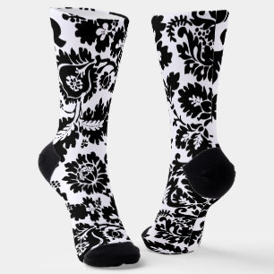 William Morris Black White Venetian Floral Pattern Socks