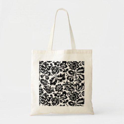 William Morris Black White Venetian Floral Pattern Tote Bag