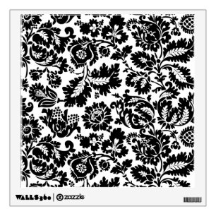 William Morris Black White Venetian Floral Pattern Wall Sticker