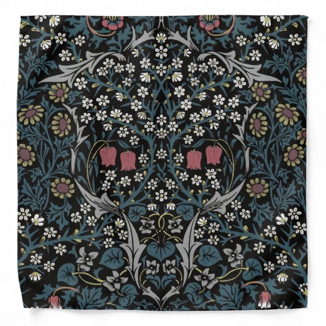William Morris Blackthorn Floral Art Nouveau Bandana (Front)
