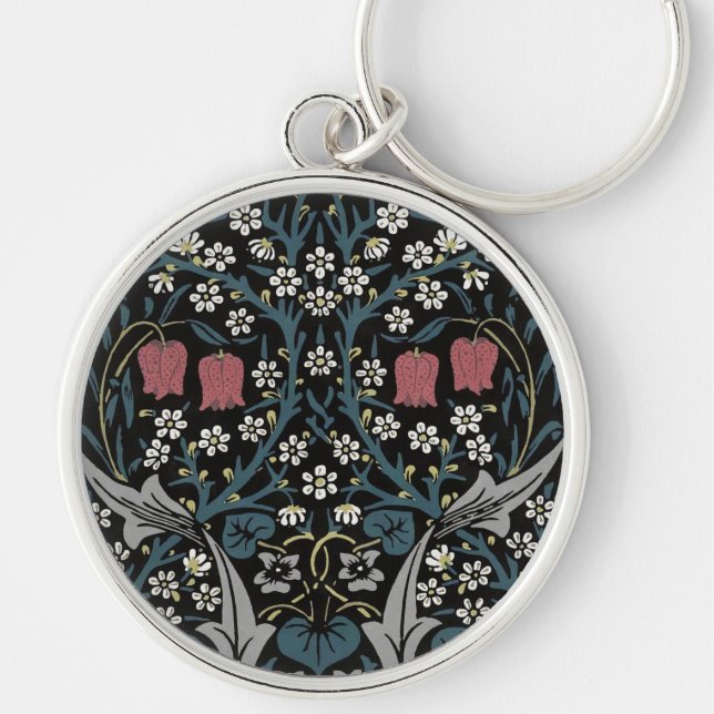 William Morris Blackthorn Floral Art Nouveau Keychain (Front)