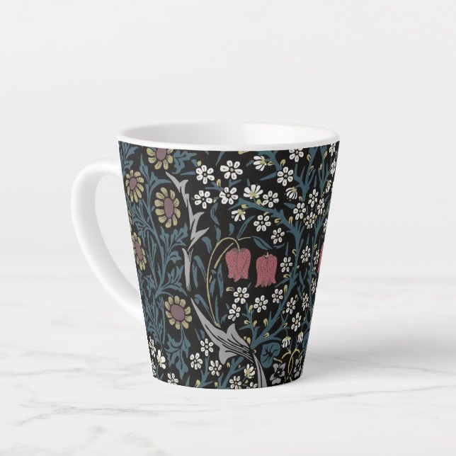 William Morris Blackthorn Floral Art Nouveau Latte Mug (Left Angle)
