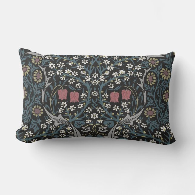William Morris Blackthorn Floral Art Nouveau Lumbar Pillow (Front)