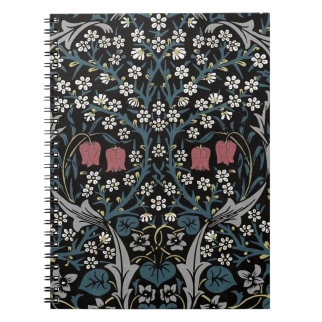 William Morris Blackthorn Floral Art Nouveau Notebook (Front)