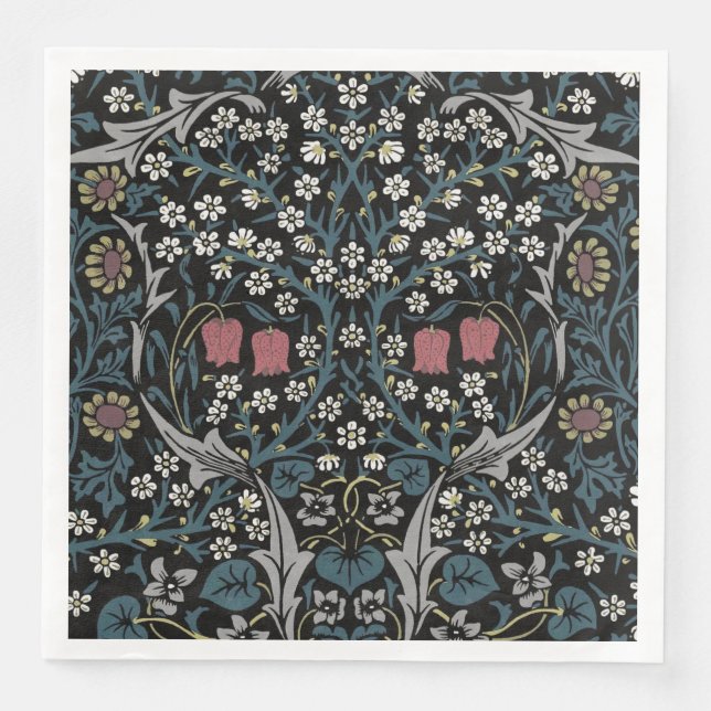 William Morris Blackthorn Floral Art Nouveau Paper Dinner Napkins (Front)