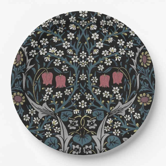 William Morris Blackthorn Floral Art Nouveau Paper Plates (Front)