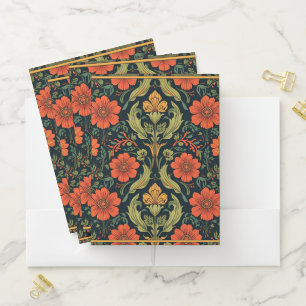 William Morris Blackthorn Floral Art Nouveau Pocket Folder