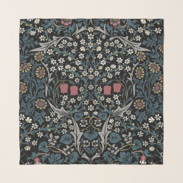 William Morris Blackthorn Floral Art Nouveau Scarf (Front)