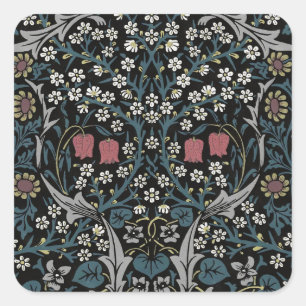 William Morris Blackthorn Floral Art Nouveau Square Sticker