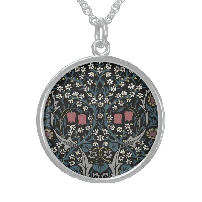 William Morris Blackthorn Floral Art Nouveau Sterling Silver Necklace (Front)