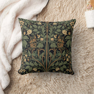William Morris Blackthorn Floral Art Nouveau Throw Pillow