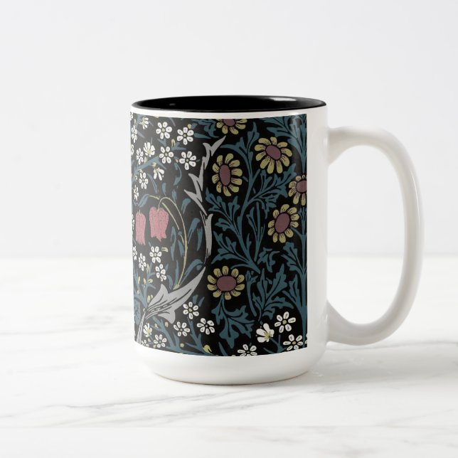 William Morris Blackthorn Floral Art Nouveau Two-Tone Coffee Mug (Right)