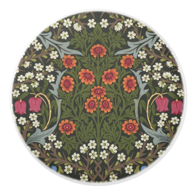 William Morris Blackthorn Garden Flower Classic Ceramic Knob (Front)