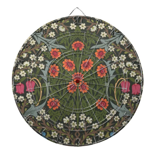 William Morris Blackthorn Garden Flower Classic Dart Board (Front)