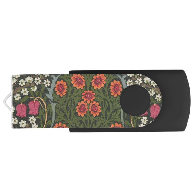 William Morris Blackthorn Garden Flower Classic Flash Drive (Back)
