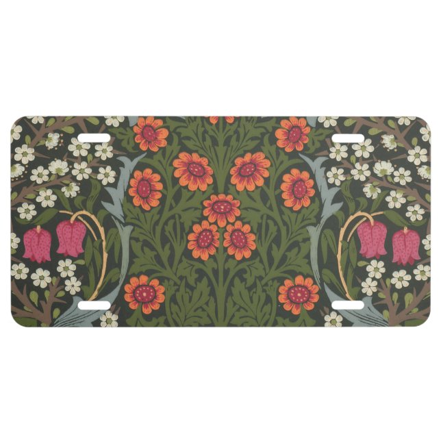 William Morris Blackthorn Garden Flower Classic License Plate (Front)
