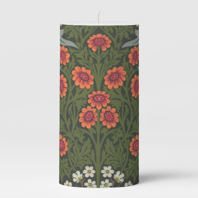 William Morris Blackthorn Garden Flower Classic Pillar Candle (Front)