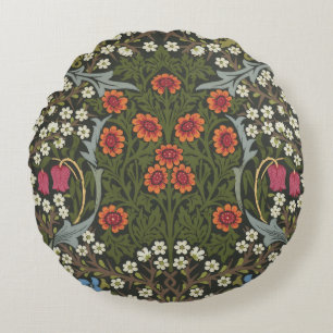 William Morris Blackthorn Garden Flower Classic Round Pillow