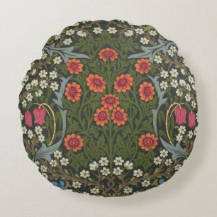 William Morris Blackthorn Garden Flower Classic Round Pillow