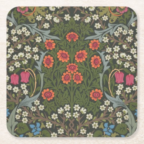 William Morris Blackthorn Garden Flower Classic Square Paper Coaster