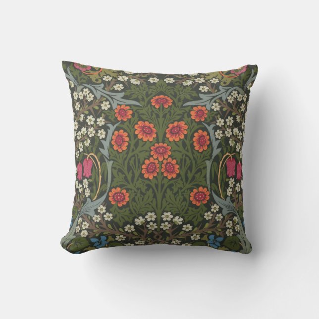 William Morris Blackthorn Garden Flower Classic Throw Pillow (Front)