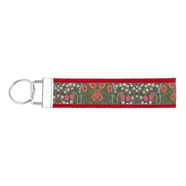 William Morris Blackthorn Garden Flower Classic Wrist Keychain (Keys on Left)