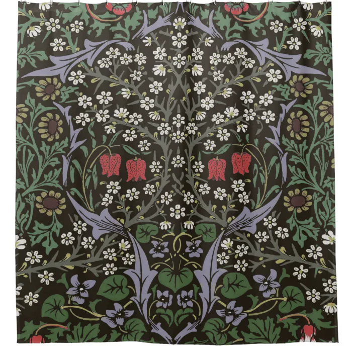William Morris Blackthorn Tapestry Art Print Shower Curtain Zazzle Com William Morris Blackthorn Tapestry Art, Medieval Tapestry Shower Curtain