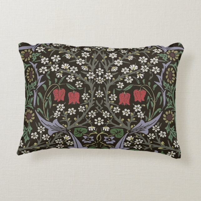 William Morris Blackthorn Tapestry Floral Accent Pillow (Back)
