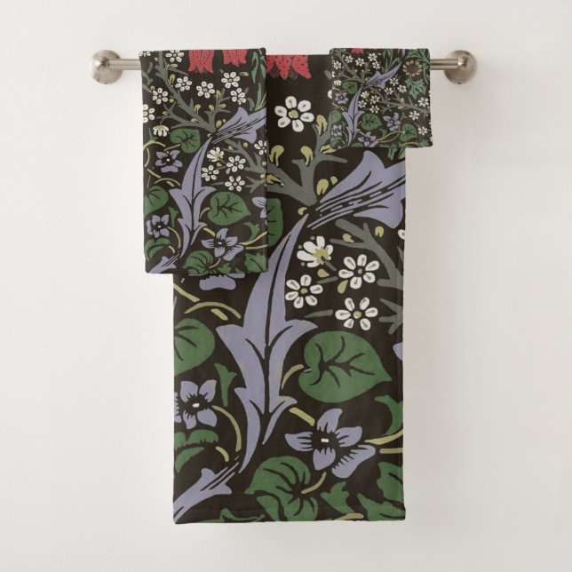 William Morris Blackthorn Tapestry Floral Bath Towel Set (Insitu)