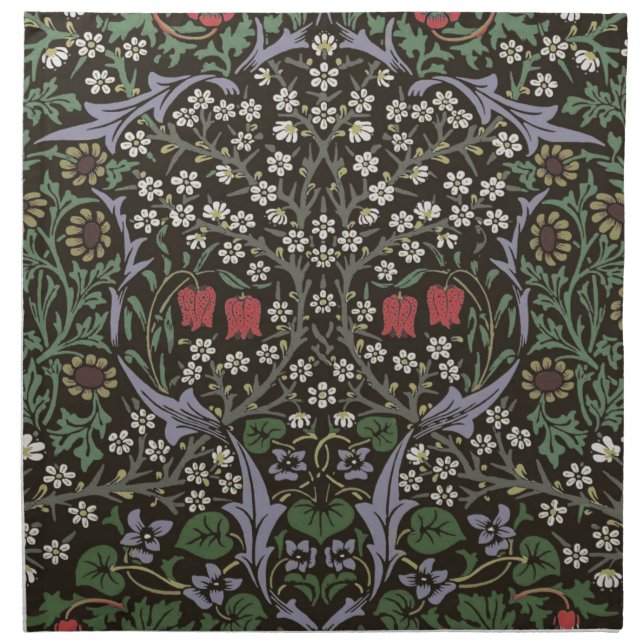 William Morris Blackthorn Tapestry Floral Cloth Napkin (Front)