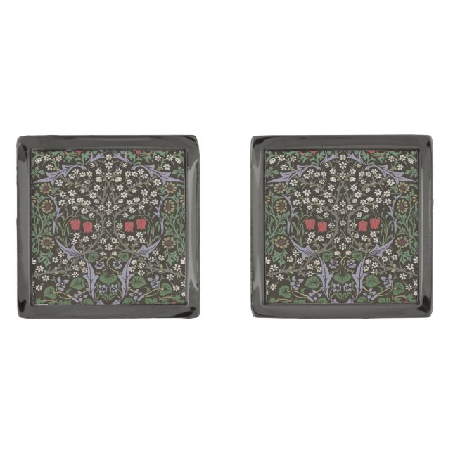 William Morris Blackthorn Tapestry Floral Cufflinks (Front)