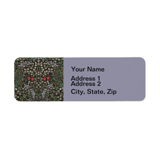 William Morris Blackthorn Tapestry Floral Label (Front)