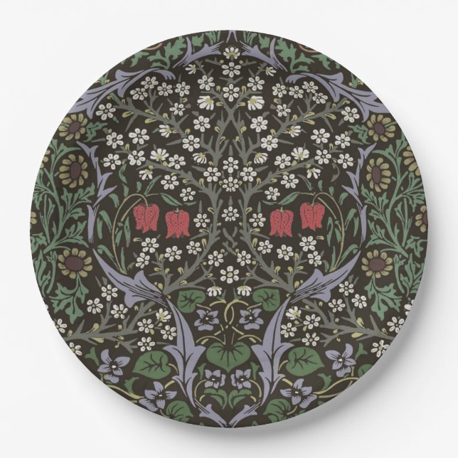 William Morris Blackthorn Tapestry Floral Paper Plates (Front)