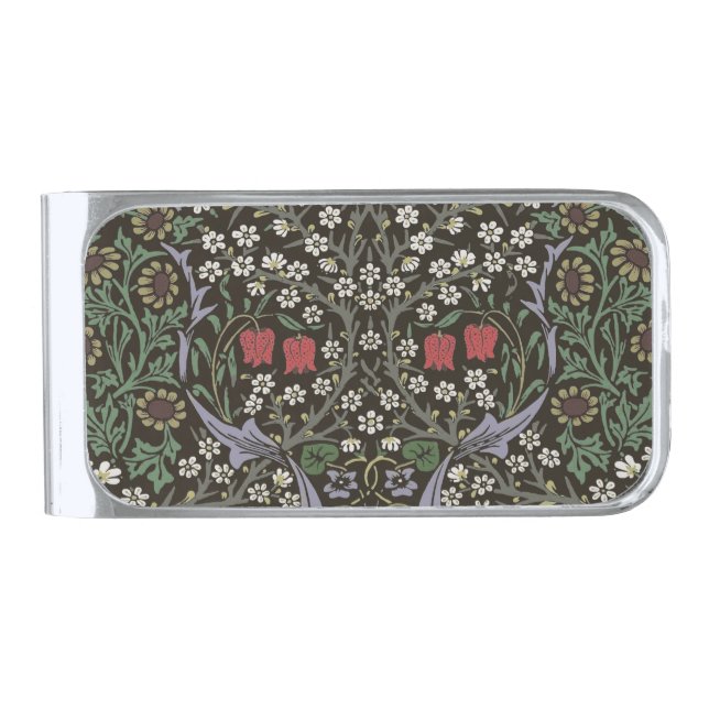 William Morris Blackthorn Tapestry Floral Silver Finish Money Clip (Front)