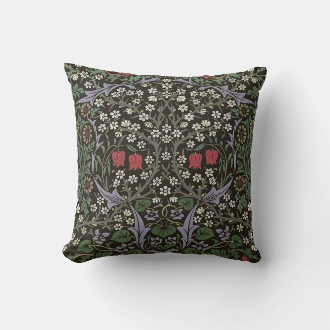 William Morris Blackthorn Tapestry Floral Throw Pillow (Front)