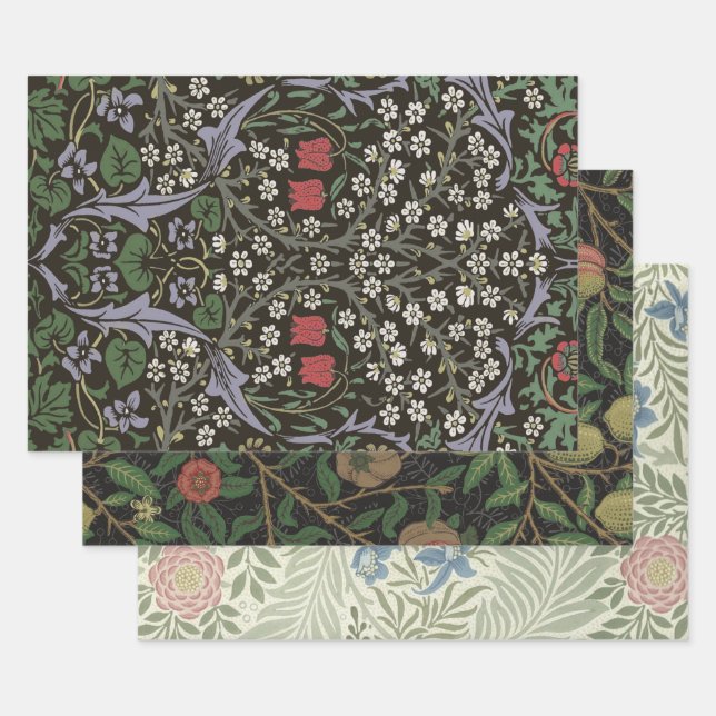 William Morris Blackthorn Tapestry Floral Wrapping Paper Sheets (Set)