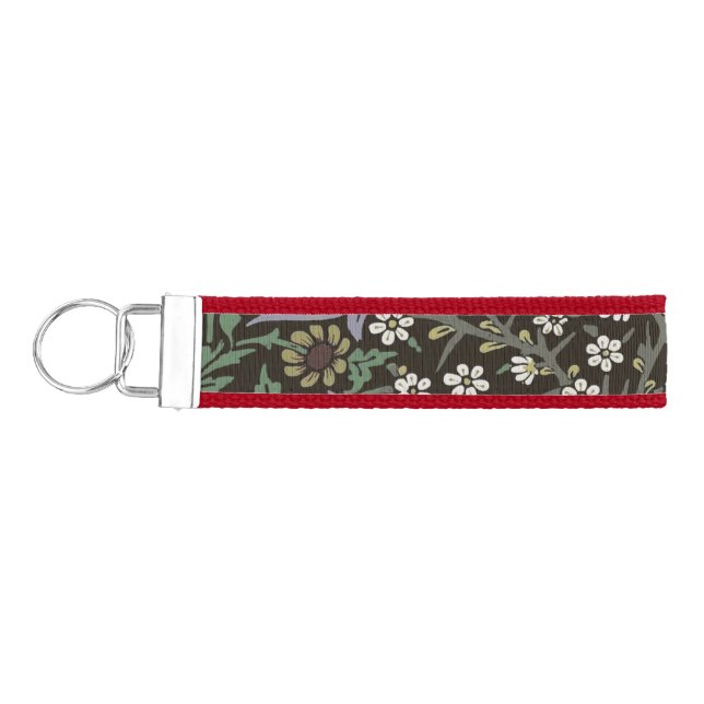 William Morris Blackthorn Tapestry Floral Wrist Keychain (Keys on Left)