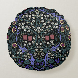 William Morris Blackthorn Victorian Wallpaper Round Pillow